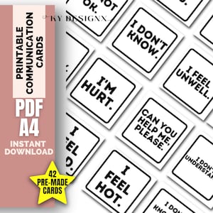 Afdrukbare communicatiekaarten kinderen/tieners/volwassenen, selectief mutisme, autisme, ADHD, non-verbale SEN, communicatiekaarten, geestelijke gezondheid