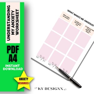 CBT Worksheet l Mental Wellbeing Worksheets | Negative Thoughts l anxiety l selective mute lanxiety management l printable anxiety worksheet
