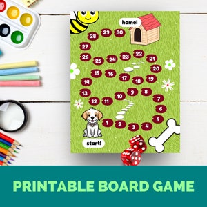 Printable Games - puppy Printable Board Game, Fun Family Board Game, KIDS board Games PDF, Downloadable Board Games, , Printable Game Night