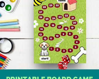 Printable Games - puppy Printable Board Game, Fun Family Board Game, KIDS board Games PDF, Downloadable Board Games, , Printable Game Night