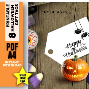 Halloween  Printable gift tags, Halloween, Halloween Party tags, Halloween gift tags for Kids, Halloween printable, halloween favor tags