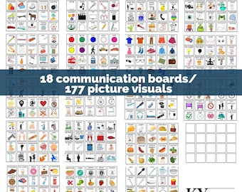 18 Printable Communication boards / 177 communication cards with pictures- Selective Mutism - Recovery  - None-verbal - delayed speech