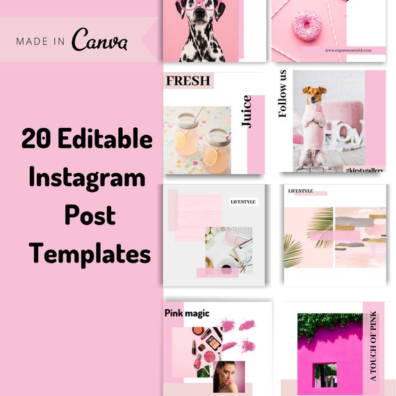 INSTAGRAM Templates Pink Feminine Instagram Posts Editable | Etsy