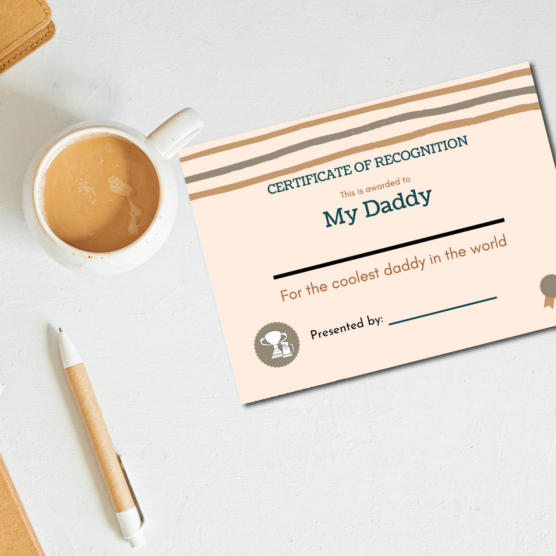 Dads Printable Certificate / Daddy Certificate / Coolest Daddy Etsy