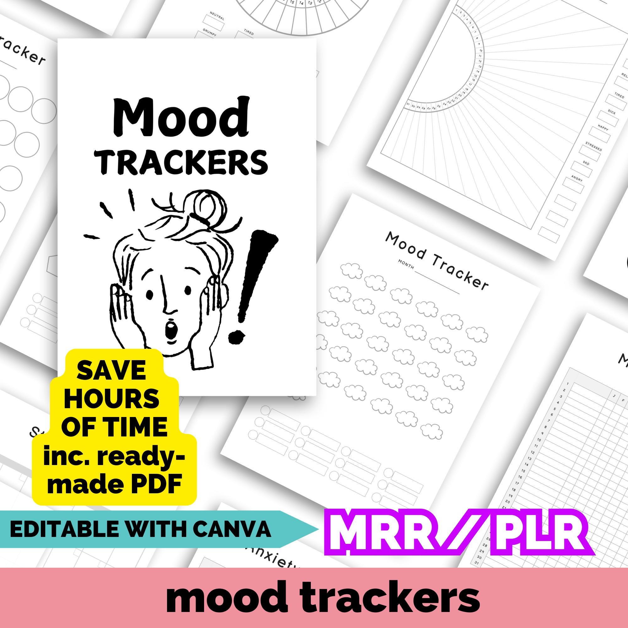 Printable Mood Trackers – Editable Canva Template With MRR PLR Rights ...