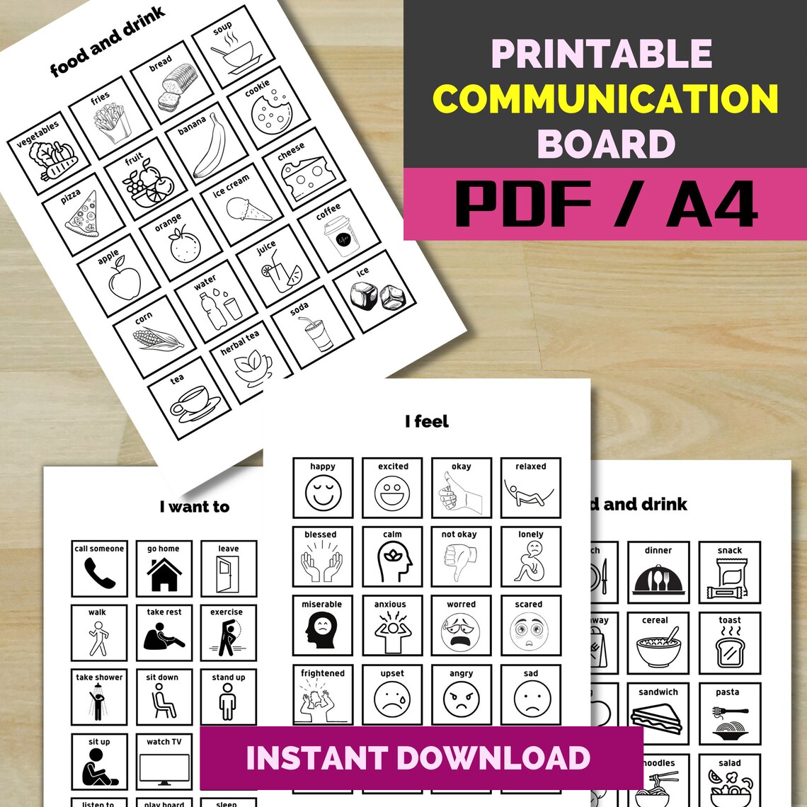 Printable Communication / VISUAL Board for Non-verbal, Autism ...