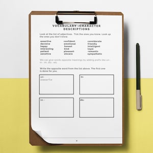 ESL Printable Worksheet, Teaching English as a second language worksheet, Vocabulary worksheet, Character descriptions,