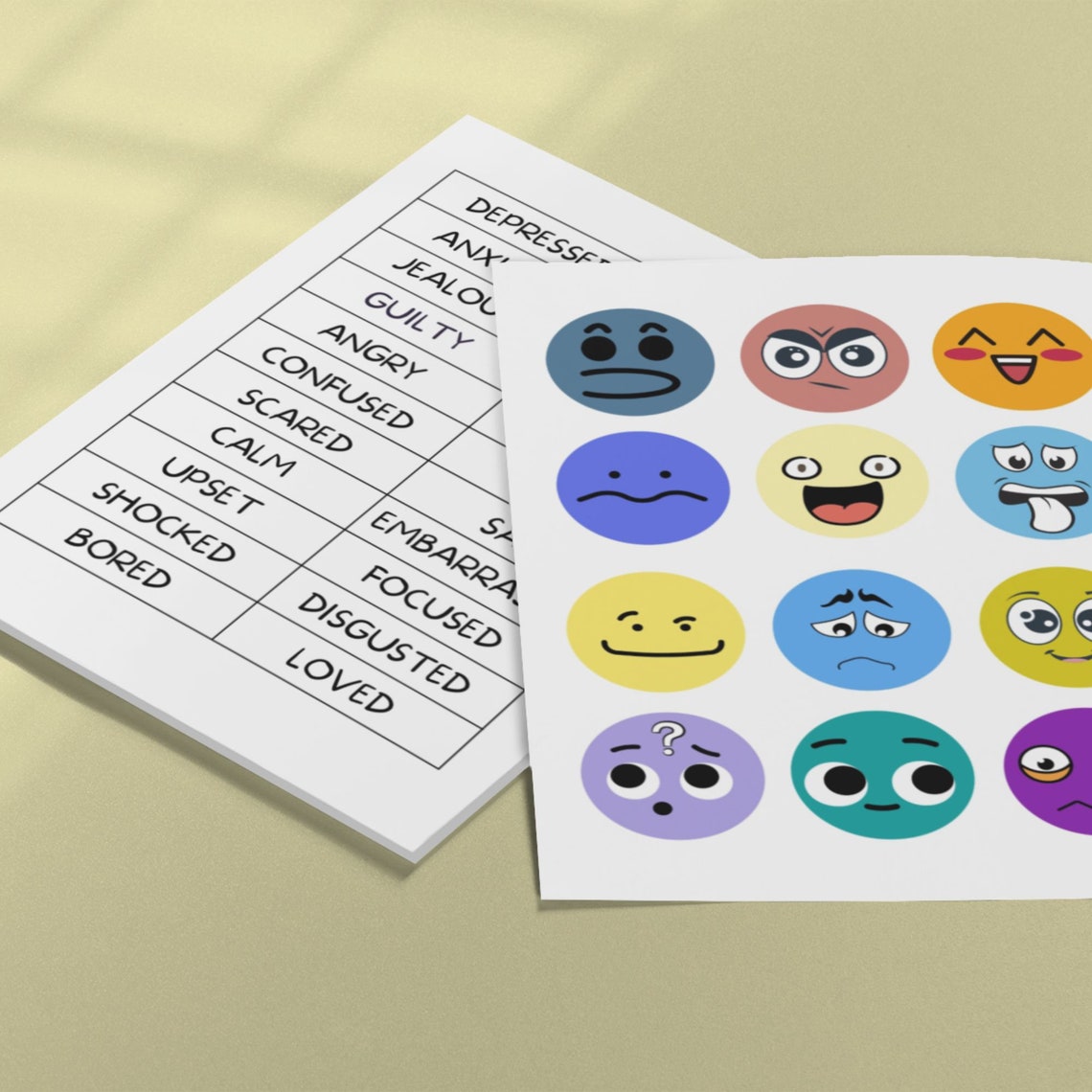 Printable FEELINGS Cards , Feelings Flashcards, Selective Mutism ...