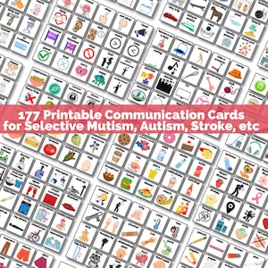 177 Kommunikationskarten mit Bildern - Selektiver Mutismus - Autismus - Genesung - Non-verbal - verzögertes Sprechen, Sprechen und Sprache