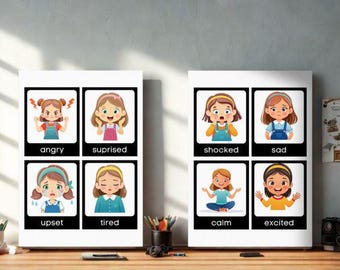 Tarjetas de emociones imprimibles para niños - Para niñas - Tarjetas de emociones - Juegos de snap - Juegos de sentimientos Tarjetas de emociones