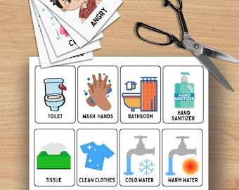 Carte di comunicazione stampabili per bambini - Autismo - flashcard portachiavi - non verbale - mutismo selettivo - carte per lo scambio di immagini Pecs