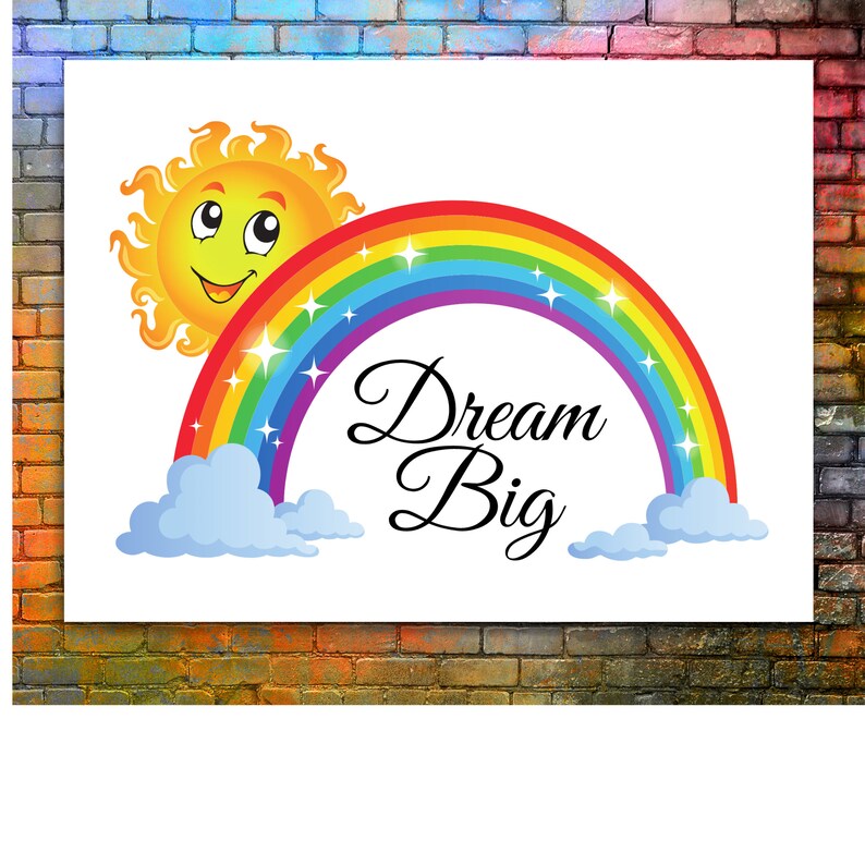 Nursery Digital Printable Kids Wall Decor Rainbow Printable dream big Rainbow Wall Decor printable wall decor gifts