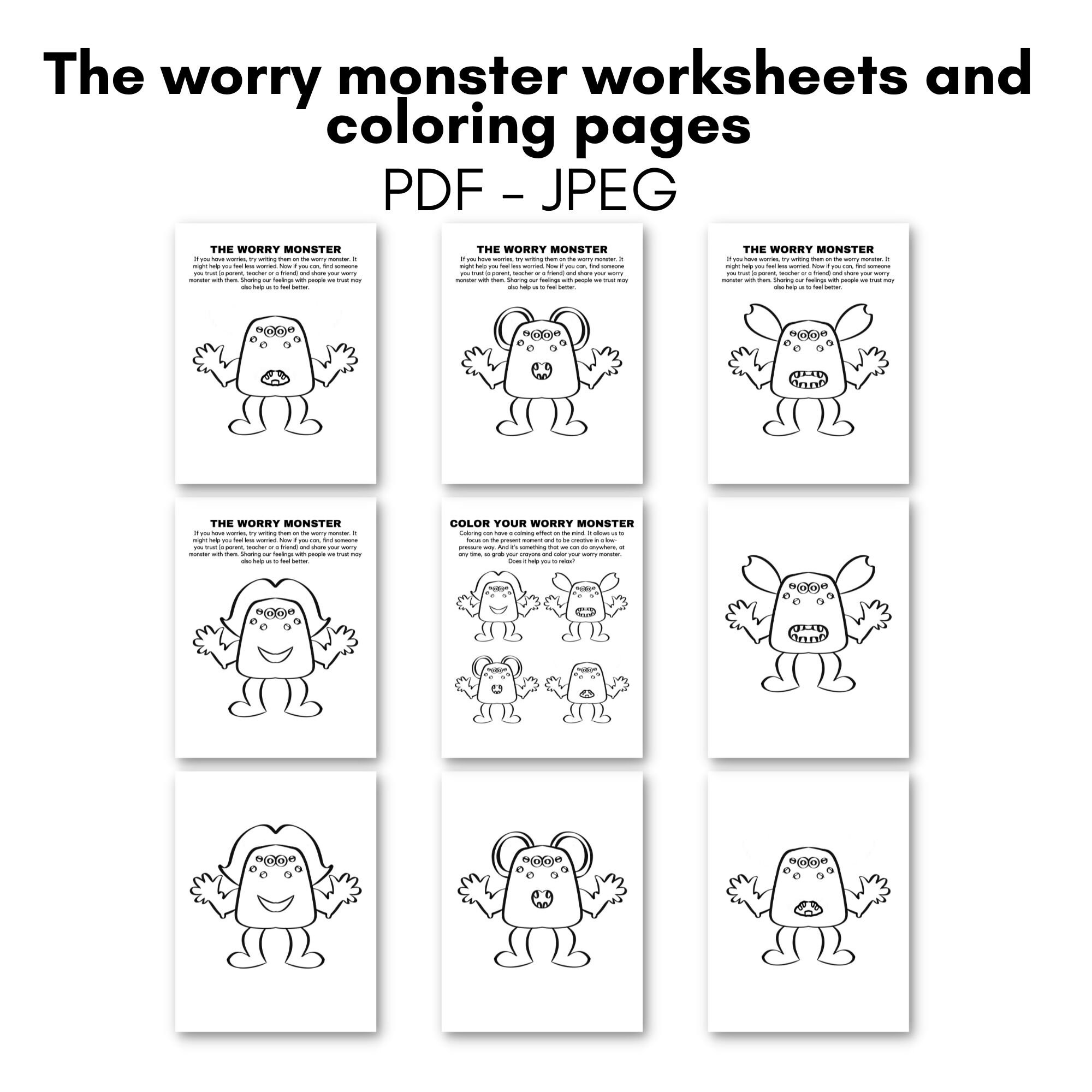 Printable Anxiety Worksheets for Kids the Worry Monster Anxiety for