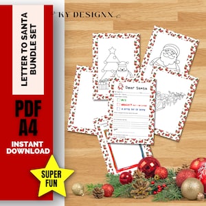 Carta imprimible a Papá Noel, paquete de cartas a Papá Noel