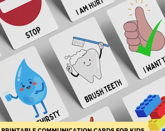 Printable Portable Communication Keychain Cards - flash cards - non verbal - speech and language - communication tools for kids, children