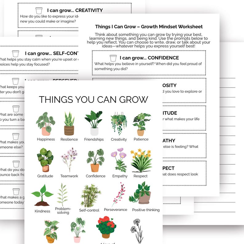 Grow Worksheet.pdf Printable Growth Mindset Activities for Kids / Teens -social Emotional ...