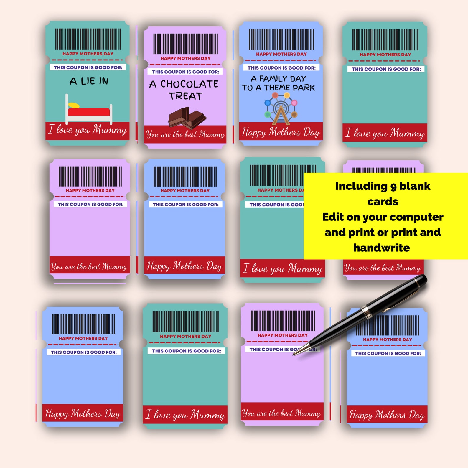 Printable Coupons for Mummy Mothers Day, Mothers Day Printable for Kids ...