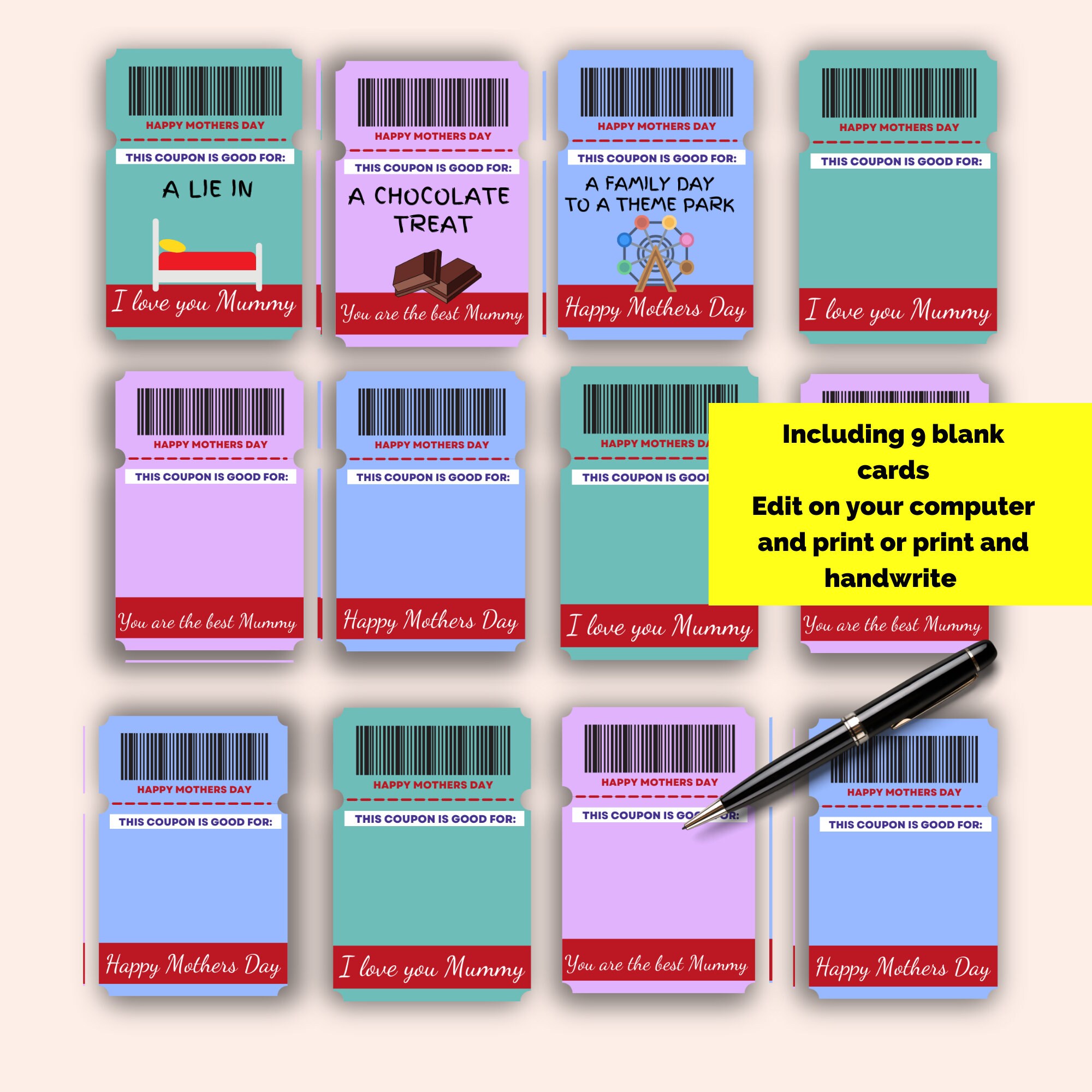 Printable Coupons for Mummy Mothers Day, Mothers Day Printable for Kids ...