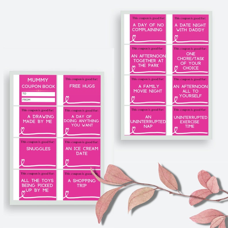 Printable MOTHERS DAY Coupons - Editable Coupon Book, Mummy Vouchers ...