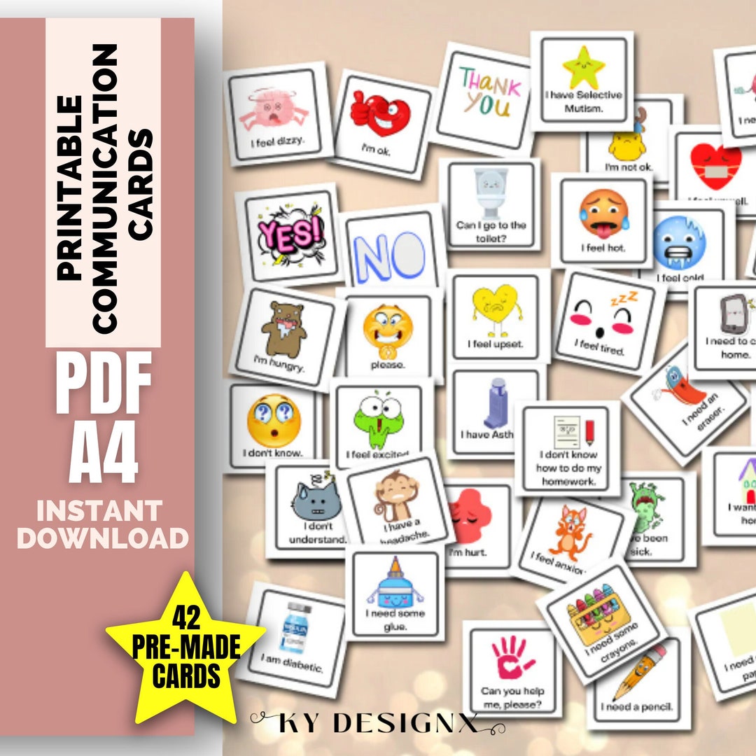 Printable Communication Cards for Nonverbal, Autism, Children