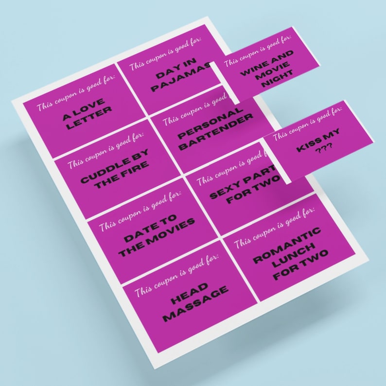 Purple Printable Love Coupons Valentine Purple PRINTABLE Etsy