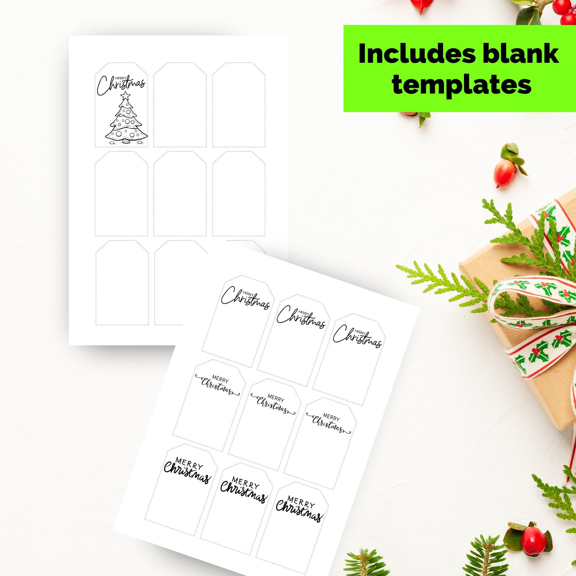 100 Printable Colorable Christmas Gift Tags - Diy Gift Tags - Color in ...