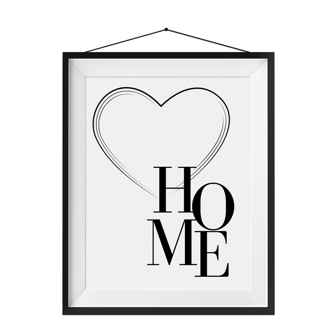 Printable Black Heart Wall Decor, Printable Black and White Heart Wall ...