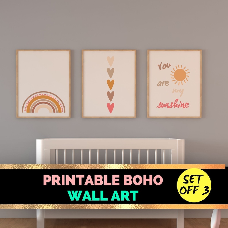 Printable Boho Wall Art Gallery Nursery , Mid Century Modern Prints