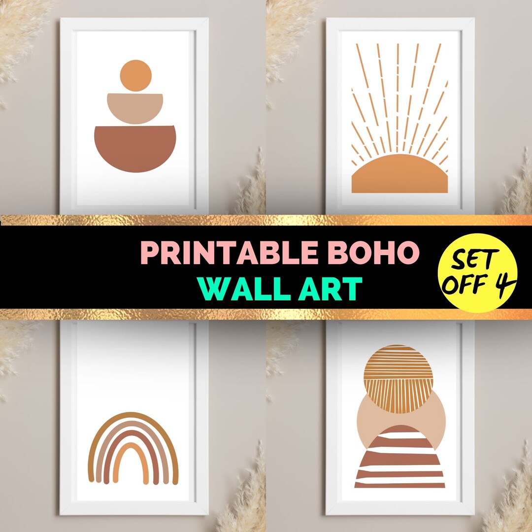 Abstract Shapes Printable Wall Art Boho, Boho Wall Art Gallery Wall Set ...