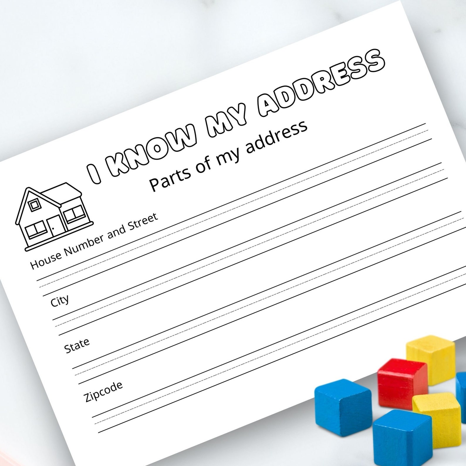 Printable I Know My Address Address Worksheet Homeschooling Etsy