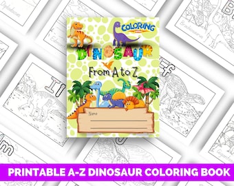 Printable A-Z Dinosaur Coloring book, Alphabet colouring pages Dinosaurs Coloring Pages for Kids | Dinosaurs Digital Coloring Book ABC