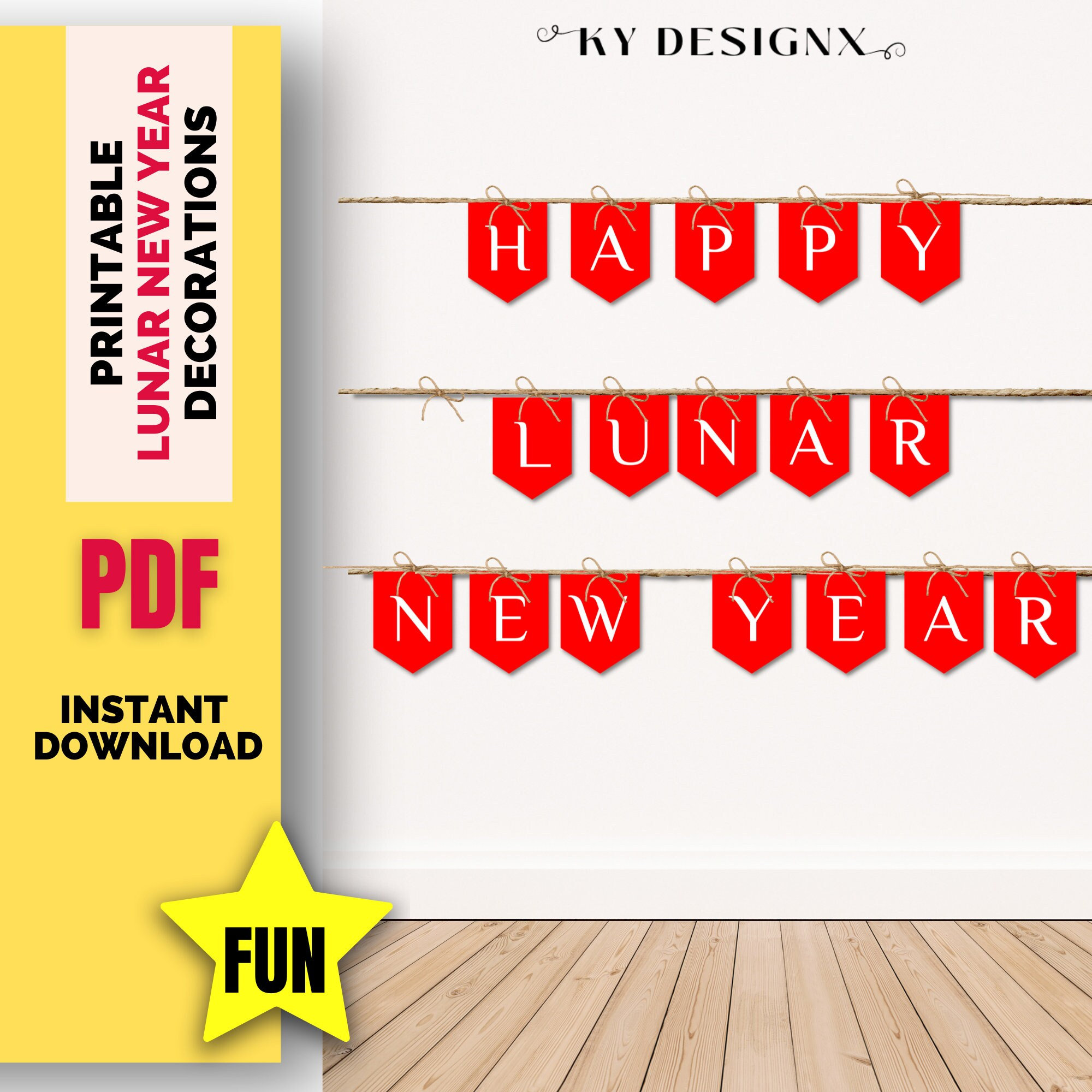 printable happy lunar new year decoration, lunar year printable