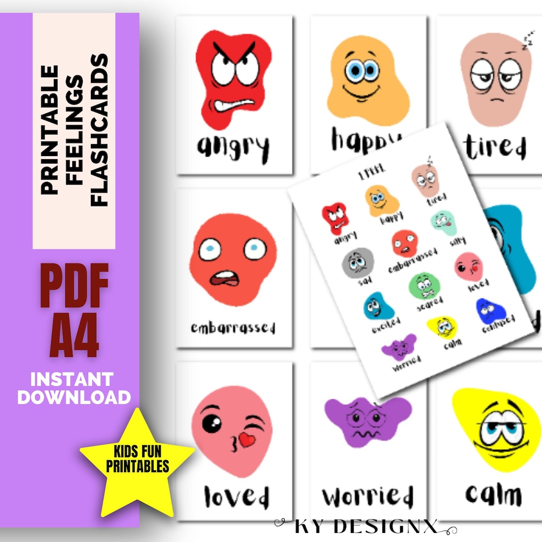 Printable Feelings Flashcards, Feelings Worksheet, Educational ...