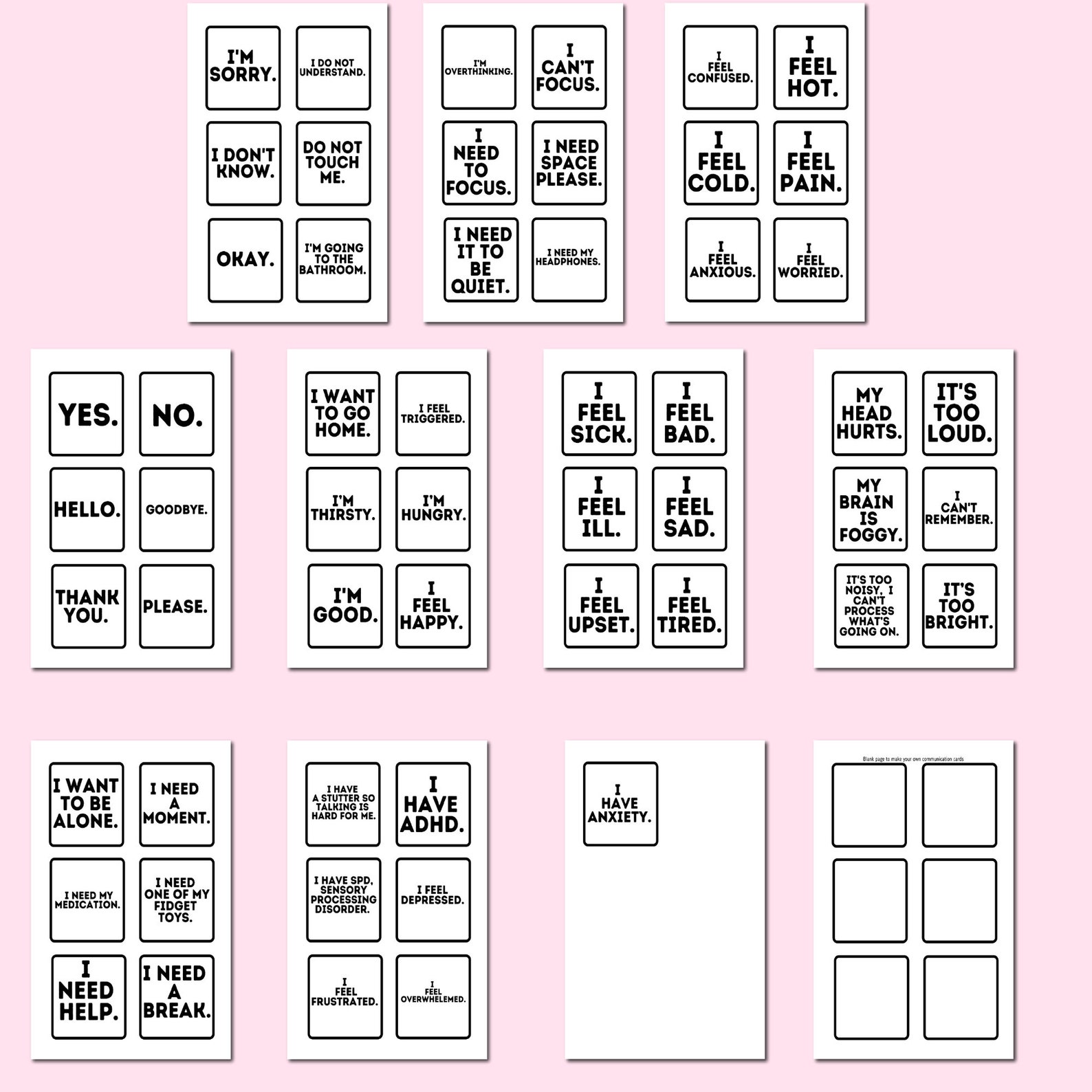 55 Printable communication Cards Children /teens /adults | Etsy