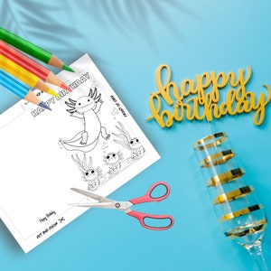 Printable birthday card for children to color in, fun printable birthday cards for kids to color, coloring greetings card