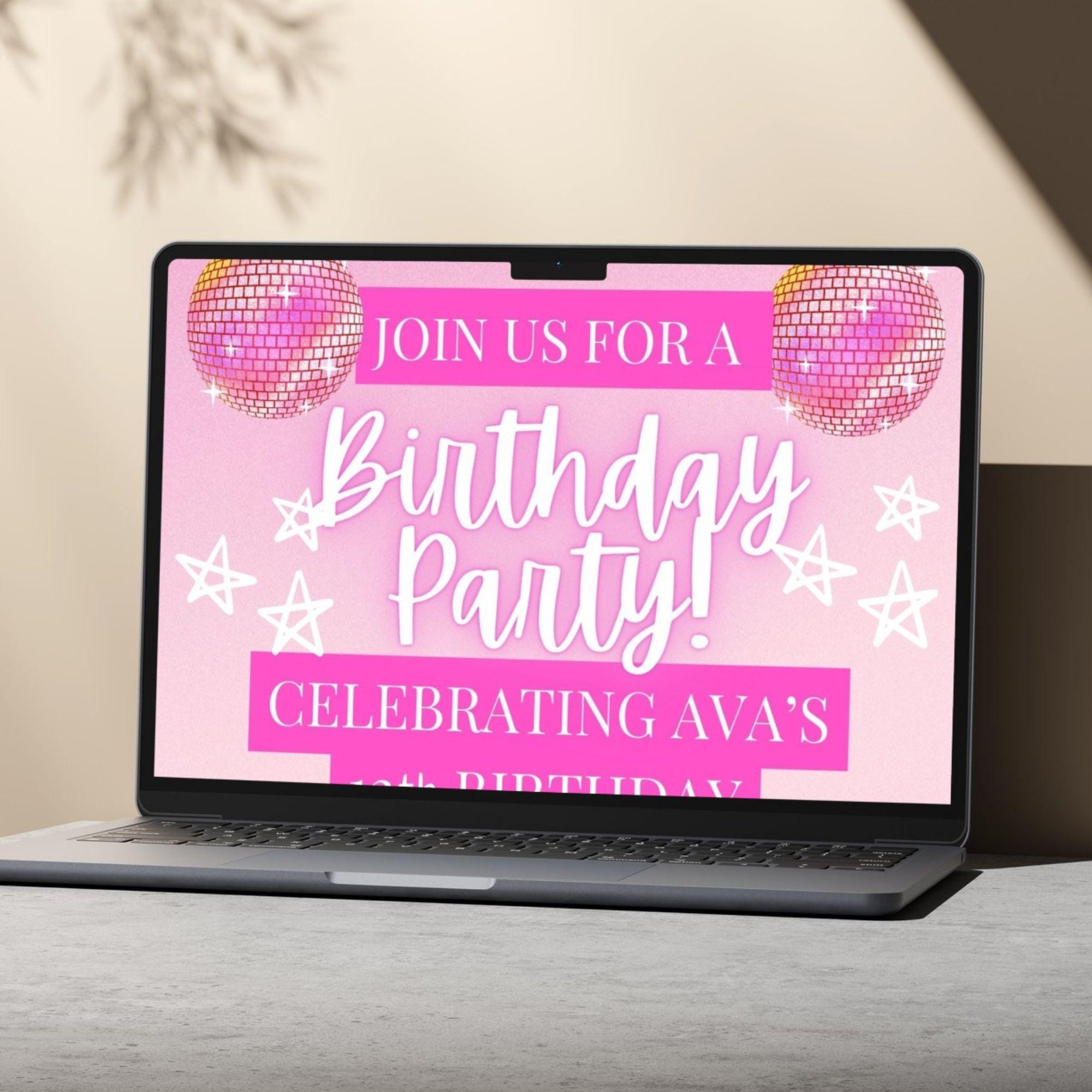 Editable Chic Pink Party Invitation L Printable Canva Glamorous Pink ...
