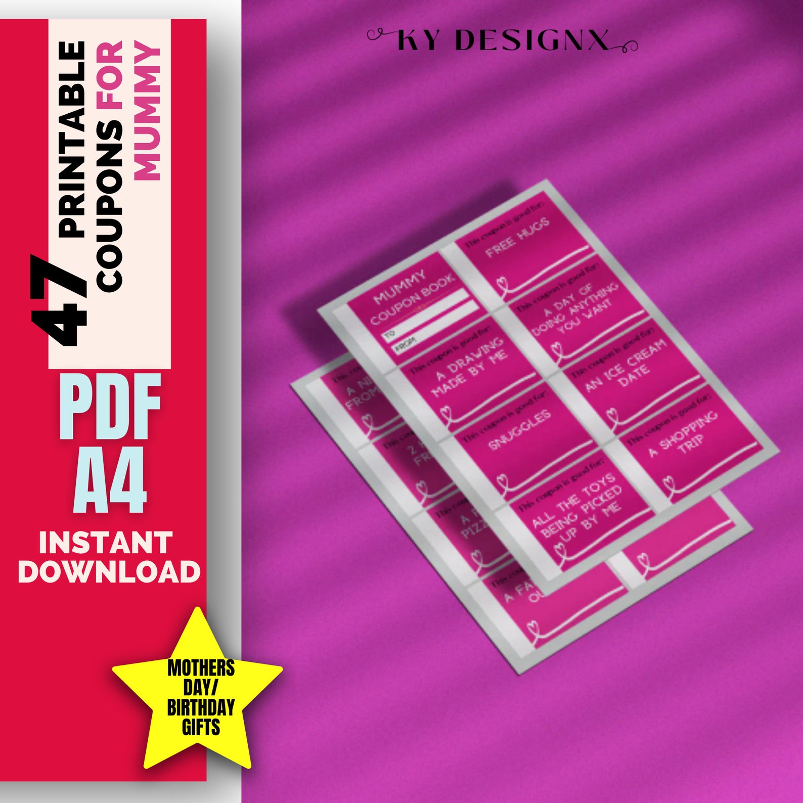Printable MOTHERS DAY Coupons Editable Coupon Book, Mummy Vouchers ...