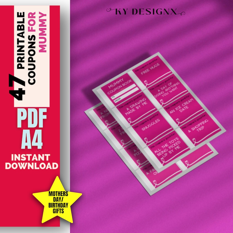 Printable MOTHERS DAY Coupons Editable Coupon Book, Mummy Vouchers ...