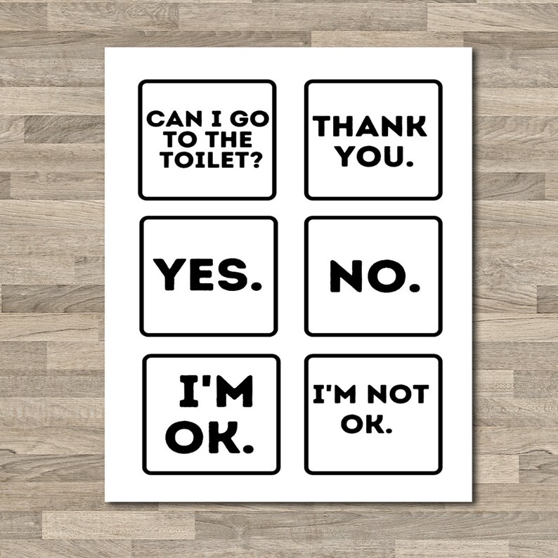 Cartes de communication imprimables enfants/adolescents/adultes, mutisme sélectif, autisme, TDAH, BEP non verbaux, cartes de communication, santé mentale image 3