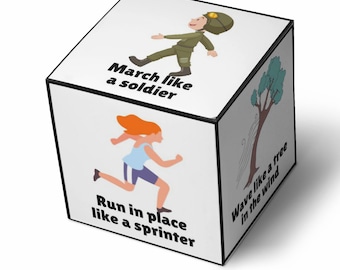 Fantasievolle Aktionswürfel für Kinder, Bewegungswürfel, Kreatives Würfelspiel für Kinder, Kinderübungsspiel, Kinder Abschlussspiele