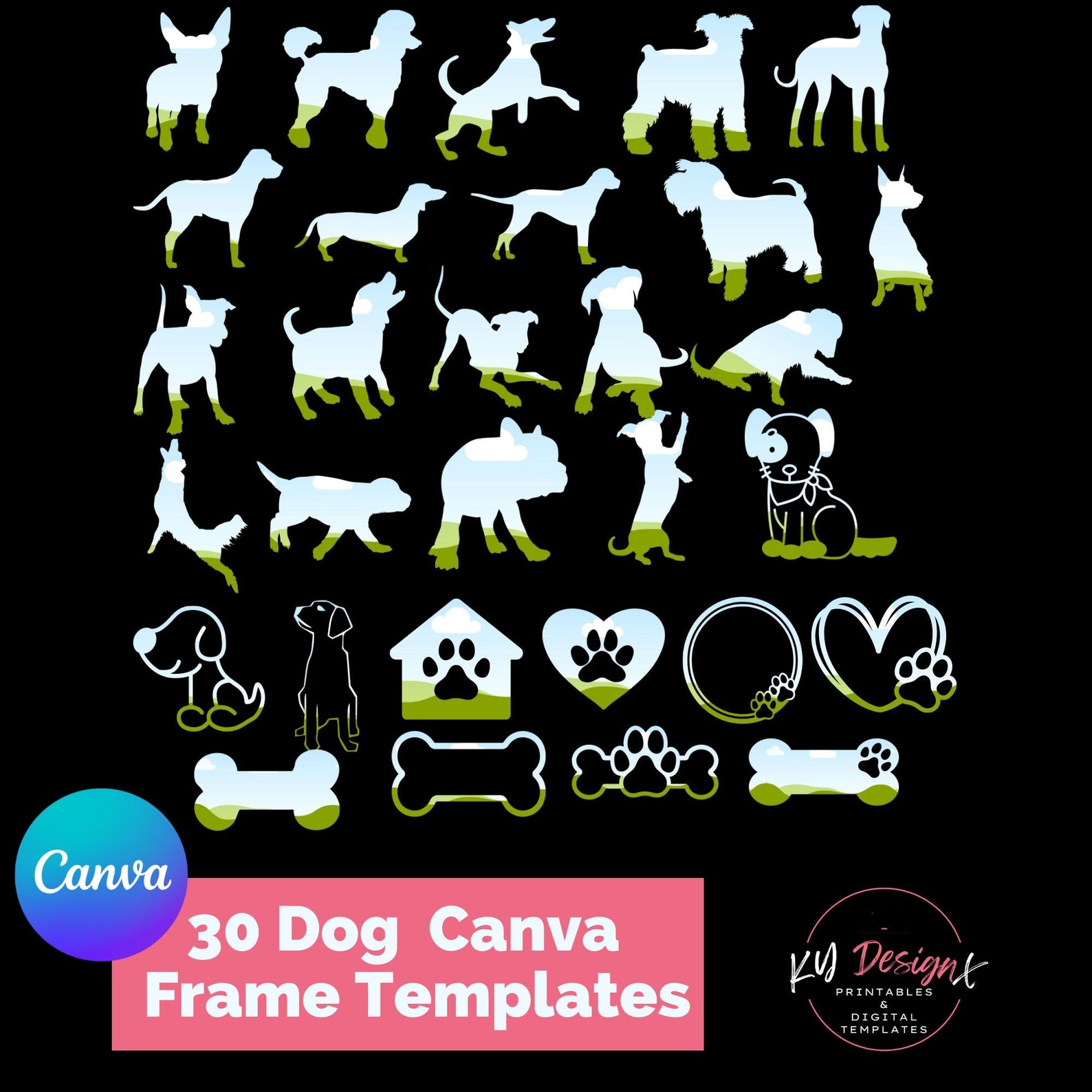 30 Canva Frames Dogs Canva Templates Canva Custom Made Frames Mock 