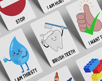 Printable Neurodiverse Communication cards, Autism communication tools, selective mutism, non-verbal, pec cards,
