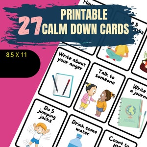 Printable Calm Down cards,  Calming Strategy Cards,  Printable Coping Skills Cards | Kids Calm Down Corner | Emotional Regulation |  | dbt
