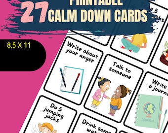 Printable Calm Down cards,  Calming Strategy Cards,  Printable Coping Skills Cards | Kids Calm Down Corner | Emotional Regulation |  | dbt