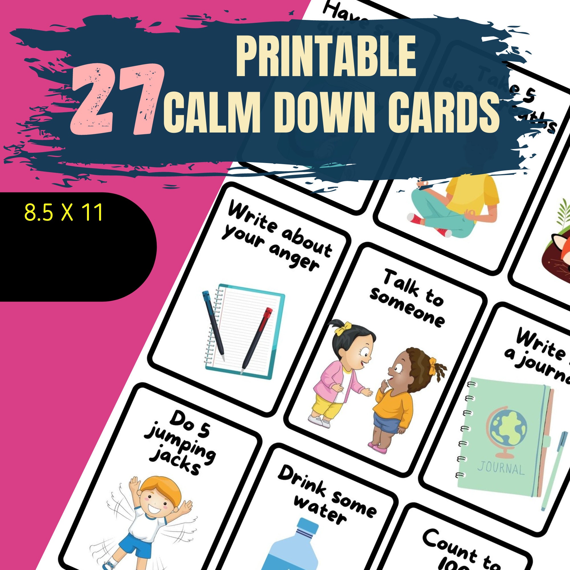 Printable Calm Down Cards, Calming Strategy Cards, Printable Coping Skills Cards | Kids Calm ...