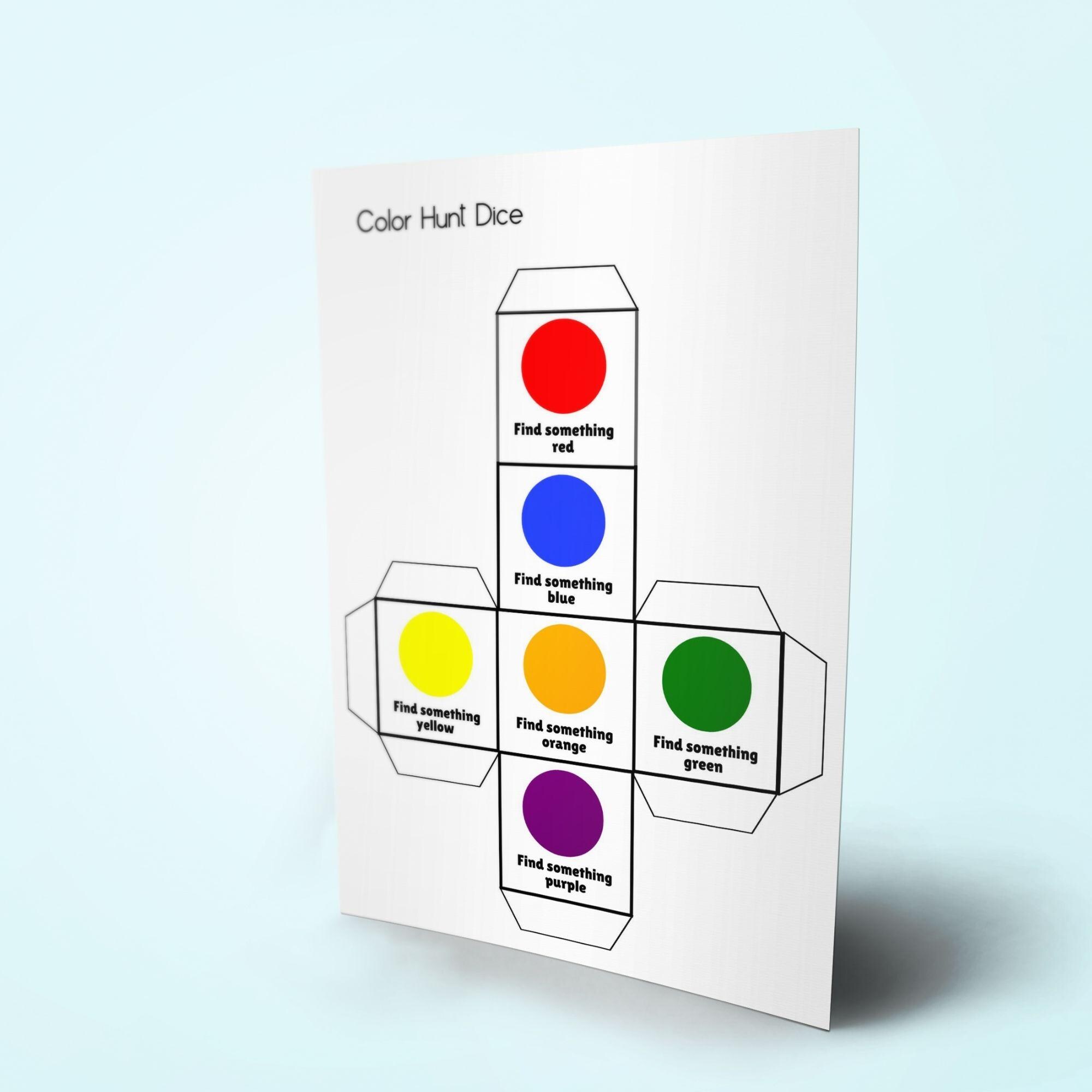 Printable Color Hunt Dice, Fun Color-finding Game for Kids! Color ...