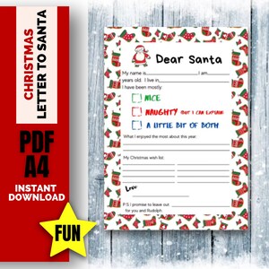 Letter to Santa, Printable letter to Santa, kids Christmas Printable, DIY Santa letter, Dear Santa letter, Christmas  printables, kids,