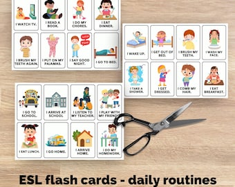 Printable ESL flashcards for teaching daily routines, Visual daily , English as a second language, ESL students, ESL vocabulary flashcards