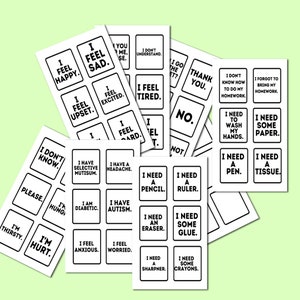 Cartes de communication imprimables enfants/adolescents/adultes, mutisme sélectif, autisme, TDAH, BEP non verbaux, cartes de communication, santé mentale image 4