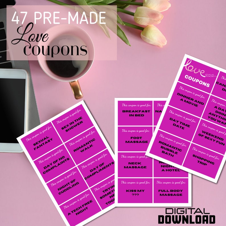 Purple Printable Love Coupons Valentine Purple PRINTABLE Etsy
